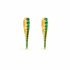 Premium Gold Filled spike huggie earrings featuring brilliant cubic zirconia. Available in Emerald Green, Turquoise, Clear, and Sapphire Blue for a modern everyday look.