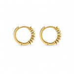 Elegant 18K Gold Filled huggie hoop earrings featuring baguette-cut cubic zirconia. Available in clear, emerald, turquoise, sapphire blue and fuchsia. Perfect for everyday wear.
