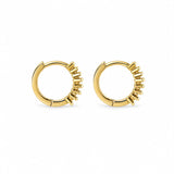 Elegant 18K Gold Filled huggie hoop earrings featuring baguette-cut cubic zirconia. Available in clear, emerald, turquoise, sapphire blue and fuchsia. Perfect for everyday wear.