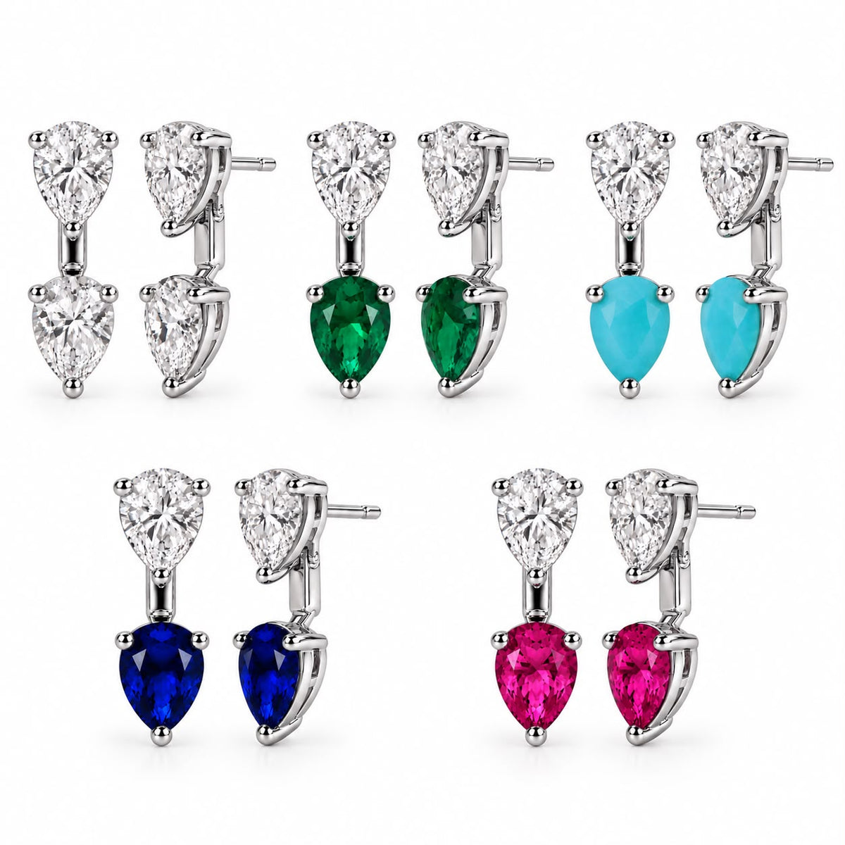 Pear Cut Double Drop Gold Filled Earrings – Elegant Two-Stone Design (L281A)