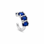 Stylish ear cuff with colorful oval CZ stones. No piercing needed. finishes. Perfect for stacking.
