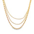 Three layered yellow gold rope chain necklaces display their intricate twisted links against a clean white background.