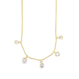 18k Gold Filled Tear Drop Dangle Choker Cubic Zirconia Charm Necklace (H133)