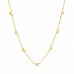 Elegant gold heart station necklace and bracelet set featuring delicate heart charms. Lightweight, minimalist, and perfect for everyday wear or gifting.