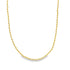 A delicate gold rope chain necklace curves gracefully against a clean white background.