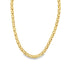 A thick, textured gold chain necklace rests against a plain white background.