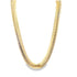 A wide, flat gold herringbone chain necklace curves gracefully against a clean white background.