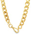 A textured gold link necklace features a sturdy lobster clasp fastening on a clean white background.