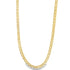 A gleaming gold chain necklace drapes elegantly against a clean white background.