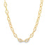 A polished gold mariner link chain necklace rests in a gentle curve against a clean white background.