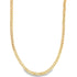 A gleaming yellow gold curb chain necklace drapes in a smooth curve against a clean white background.