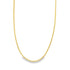 A delicate gold snake chain necklace curves gracefully against a clean white background.