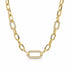 Thick Oval Paperclip Necklace featuring pave CZ geometric links. Available in 18K Gold Filled and Rhodium Filled for a modern, luxurious finish.
