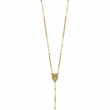Elegant 18K gold filled rosary necklace featuring a Virgin Mary medal and cross pendant. Available in multiple sizes and thickness options for timeless everyday wear.