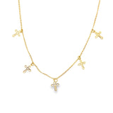 Dainty Dangle Cross Choker Chain (G60)