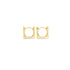 A pair of gold cat ear hoop earrings displayed against a clean white background.