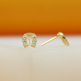 18K Gold Filled CZ Horse Shoe Earrings