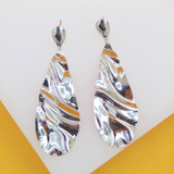 18k Gold/Rhodium Filled Teardrop Dangle Earrings (J281)