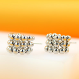 18K Rhodium Filled Beaded Push Back Open Hoop Earrings