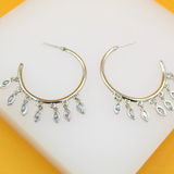 18K Gold Filled CZ Open Dangle Hoop Earrings (J191)