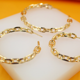 18K Gold Filled Dainty Paper Clip Chain Open Hoop Earrings (J246)(J259-260)