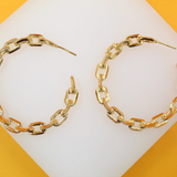 18K Gold Filled Dainty Paper Clip Chain Open Hoop Earrings (J246)(J259-260)