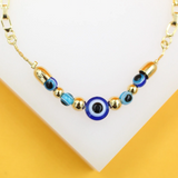 18K Gold Filled Blue Evil Eye Bracelet (I514)