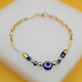 18K Gold Filled Blue Evil Eye Bracelet (I514)