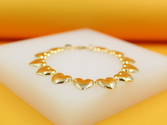 18K Gold Filled Heart Charm Bracelet (I512)