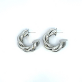 Thick Twisted Hoops Lever Back Earrings (k371)