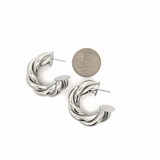 Thick Twisted Hoops Lever Back Earrings (k371)