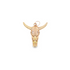 A polished rose gold bull skull pendant gleams against a clean white background.