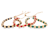 18K Gold Filled Bead Adjustable Bracelet With Colorful Beads (I539)