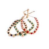18K Gold Filled Bead Adjustable Bracelet With Colorful Beads (I539)