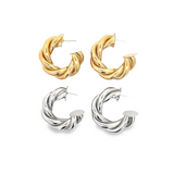 Thick Twisted Hoops Lever Back Earrings (k371)