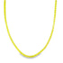 A vibrant neon yellow Venetian box chain necklace curves gracefully against a plain white background.