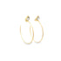 A pair of elegant gold hoop earrings feature sparkling teardrop-shaped crystal studs.