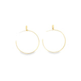 18K Gold Filled CZ Slim Open Hoop Stud Earrings