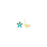 18K Gold Filled 5 Petals Agrimonia Flower Colorful Stud Earrings (L434)