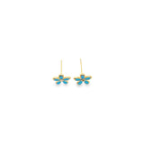 18K Gold Filled 5 Petals Agrimonia Flower Colorful Stud Earrings (L434)