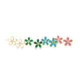 18K Gold Filled 5 Petals Agrimonia Flower Colorful Stud Earrings (L434)