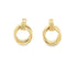 A pair of elegant gold hoop earrings featuring a unique multi-strand design rest against a clean white background.