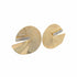 A pair of modern gold disc earrings features inlaid crystal baguette stones across a cutout design.