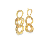 Pinstripes Textured 3 Layered Link Drop Dangle Earrings (L513)