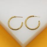 18K Gold Filled Disc Wrapped Hoop Earrings (J154)