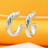 18K Rhodium Filled Thick Twisted Hoops Earrings (J115, J116, J117, J156)