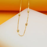 18K Gold Filled Beaded Cable Chain Necklace (H153)