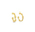 A pair of gold hoop earrings features a textured seashell design with sparkling diamond accents.
