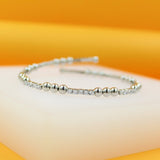 18K Rhodium Filled Triple Bead Bracelet