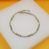 18K Rhodium Filled Triple Bead Bracelet